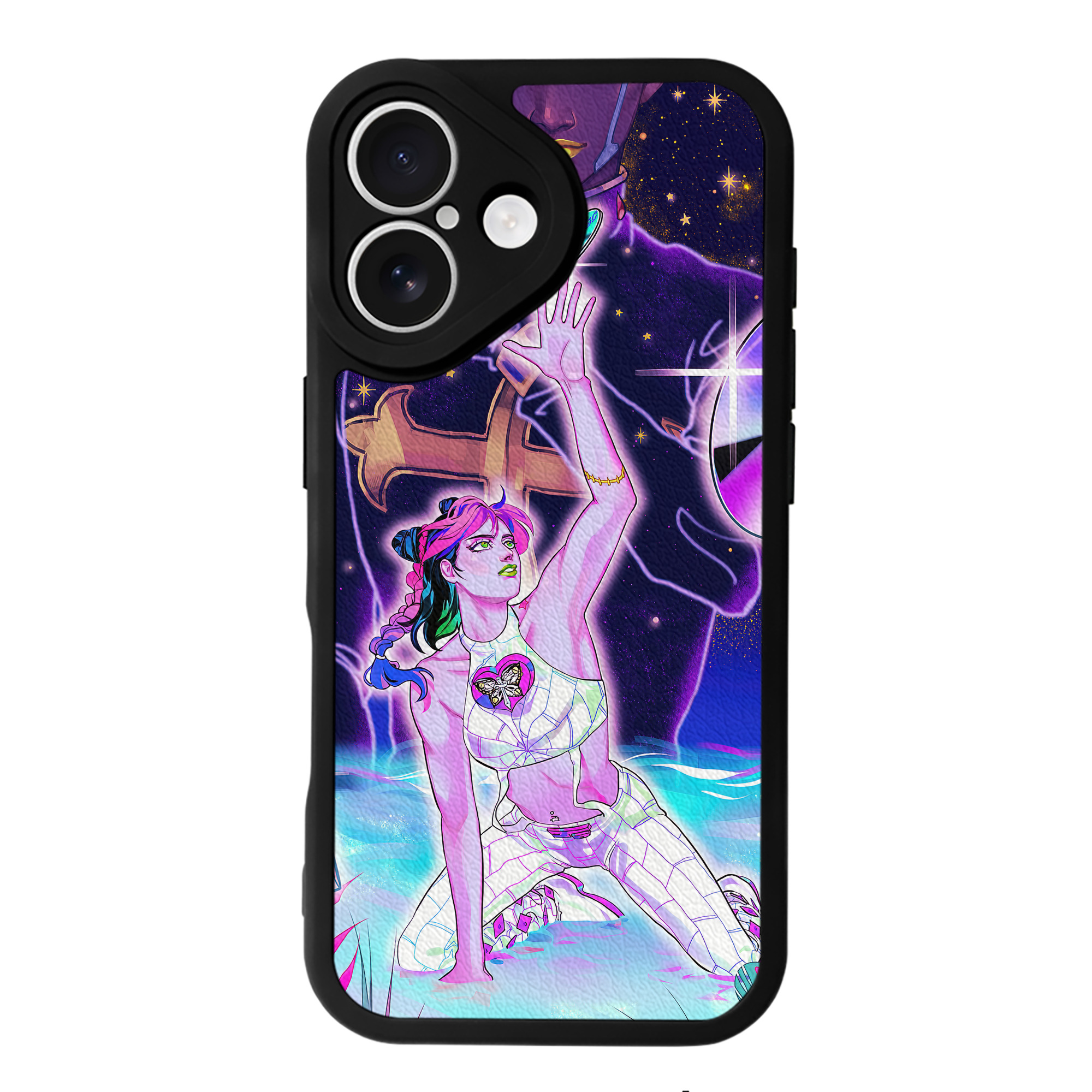 （画像用） ジョジョの奇妙な冒険 JoJo's Bizarre Adventure 【iPhone 16シリーズ対応】シリコンスマホケース（レザー調） 材質：シリコン